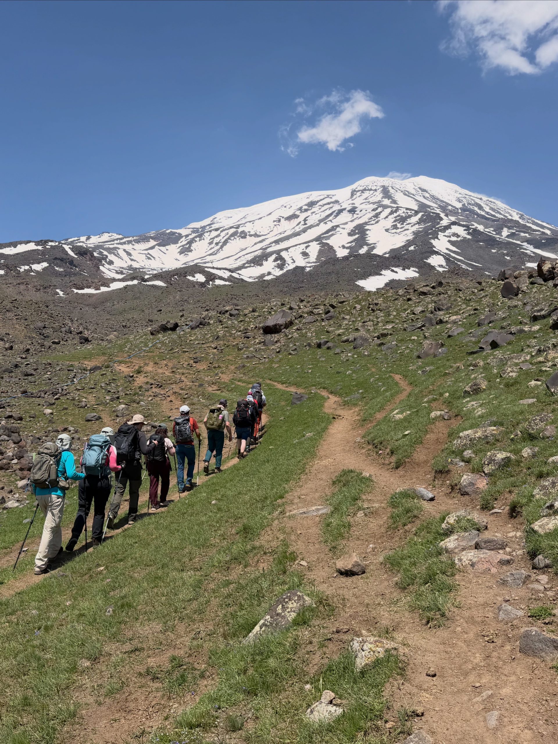 Walikng to Mount Ararat Base Camp at 3,300 metres