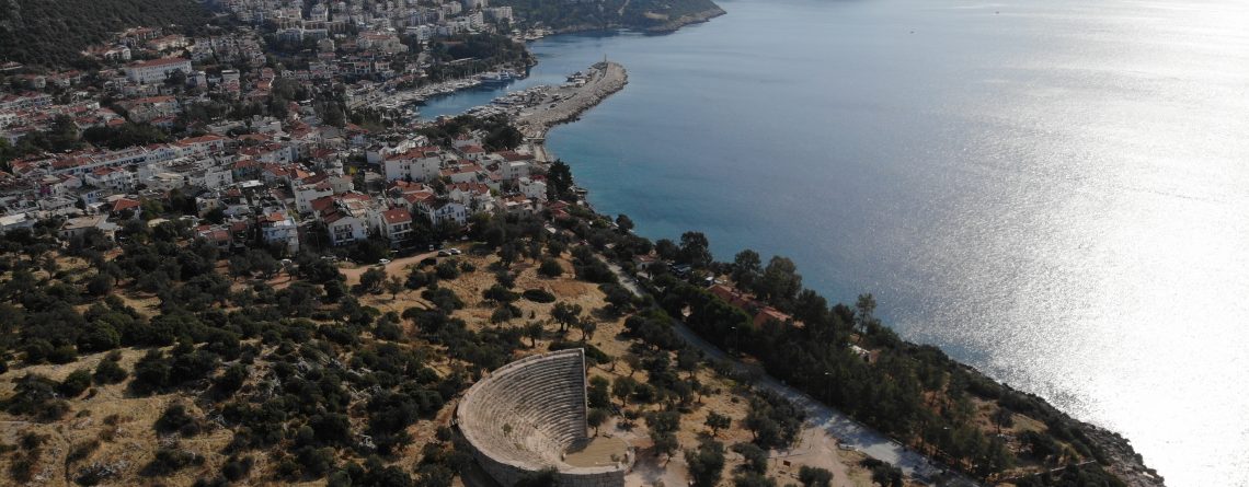 Antiphellos ancient theatre overlooking the sea in Kaş