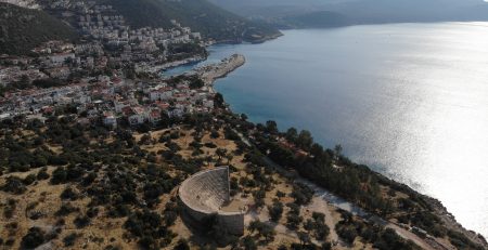 Antiphellos ancient theatre overlooking the sea in Kaş